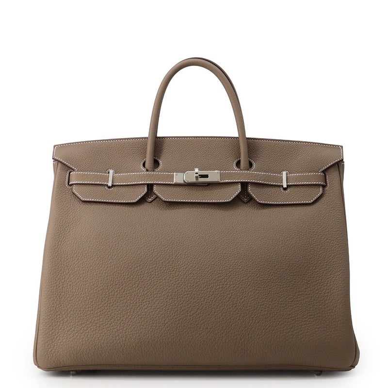 エルメス バーキン40 エトゥープ/シルバー金具 トゴ B刻印 HERMES Birkin ハンドバッグ