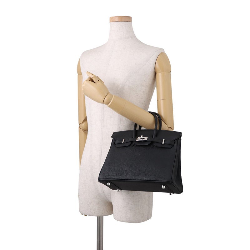 エルメス バーキン25 ブラック/シルバー金具 トゴ G刻印 HERMES Birkin ハンドバッグ 黒