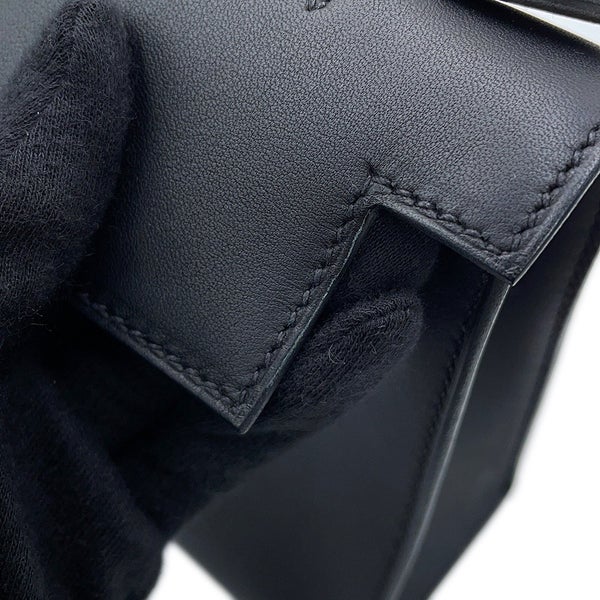 エルメス ハンドバッグ ポシェットケリー ブラック/シルバー金具 スイフト U刻印 HERMES 黒