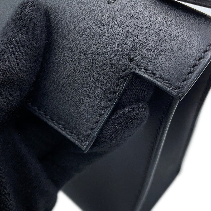 エルメス ハンドバッグ ポシェットケリー ブラック/シルバー金具 スイフト U刻印 HERMES 黒