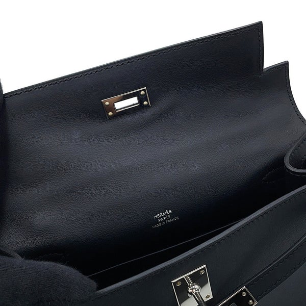 エルメス ハンドバッグ ポシェットケリー ブラック/シルバー金具 スイフト U刻印 HERMES 黒