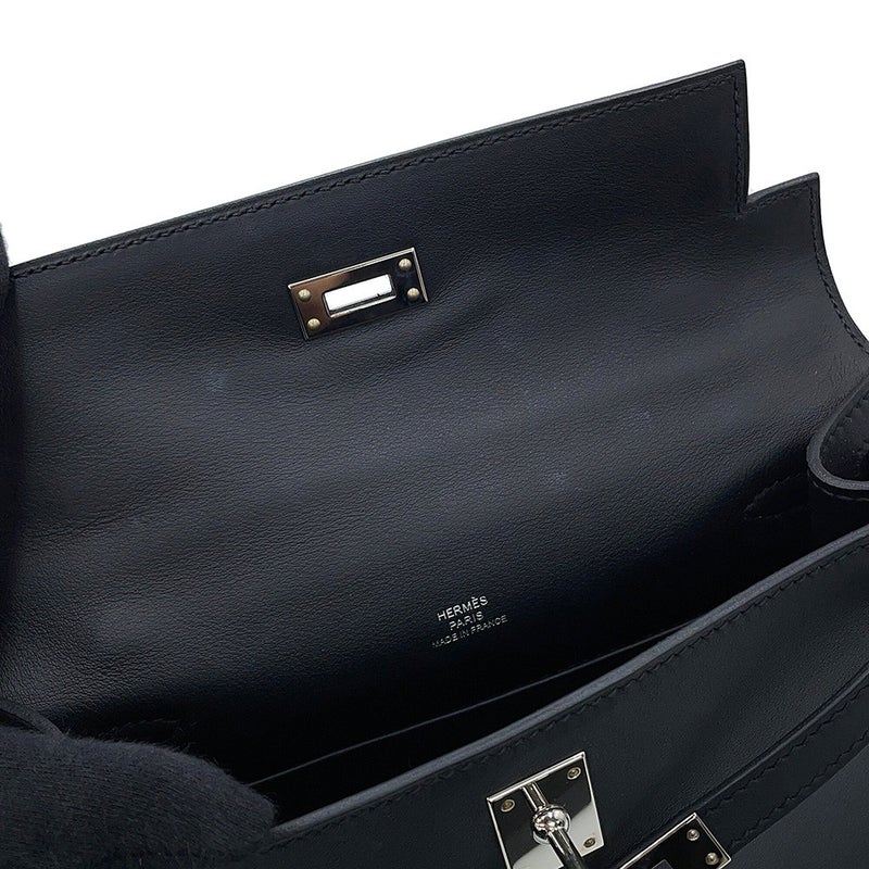 エルメス ハンドバッグ ポシェットケリー ブラック/シルバー金具 スイフト U刻印 HERMES 黒