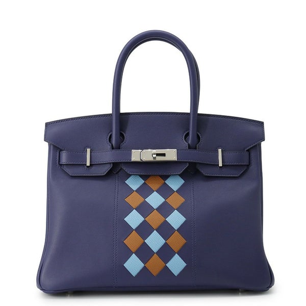エルメス バーキン30 トレサージュ ブルーアンクル/ブルーデゥノール/ゴールド/シルバー金具 スイフト/エプソン D刻印