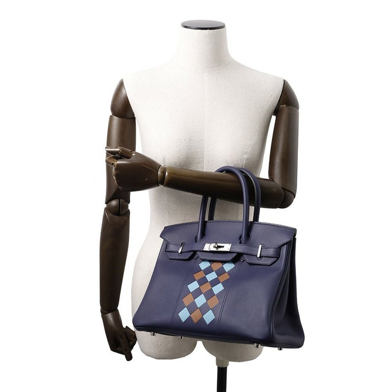 エルメス バーキン30 トレサージュ ブルーアンクル/ブルーデゥノール/ゴールド/シルバー金具 スイフト/エプソン D刻印