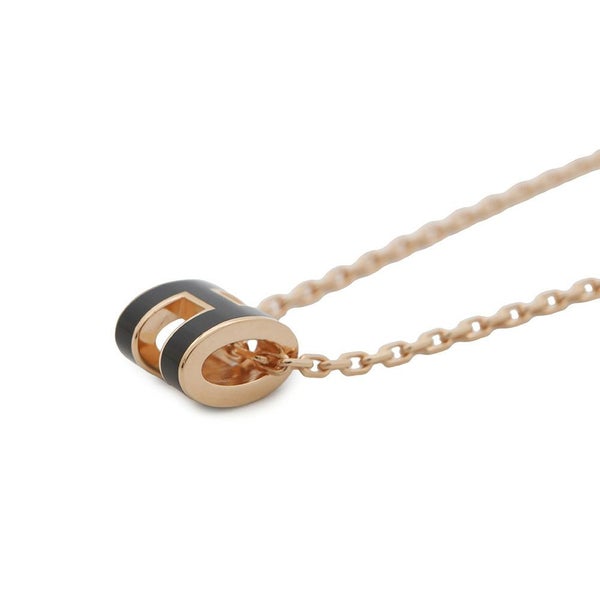 エルメス ネックレス ミニ・ポップアッシュ ブラック/ピンクゴールド金具 HERMES アクセサリー 黒