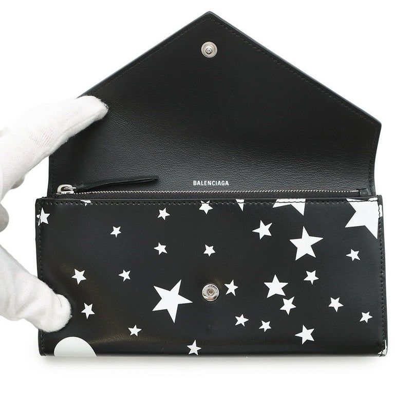 バレンシアガ 長財布 ペーパー スター プリント 499207 BALENCIAGA 黒