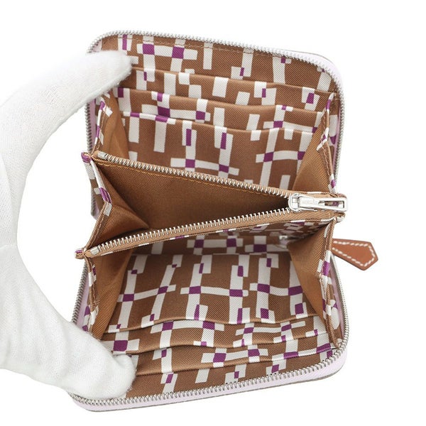 エルメス コインケース アザップコンパクト シルクイン モーヴペール/シルバー金具 エプソン U刻印