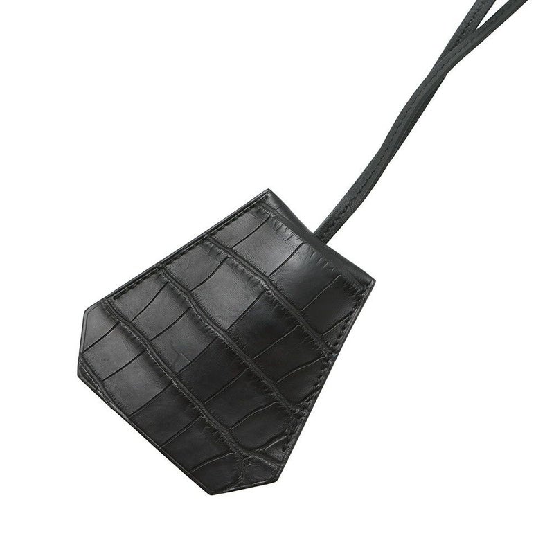 エルメス ネックレス クロシェット ブラック/シルバー金具 アリゲーターマット W刻印 アクセサリー 黒