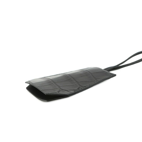 エルメス ネックレス クロシェット ブラック/シルバー金具 アリゲーターマット W刻印 アクセサリー 黒