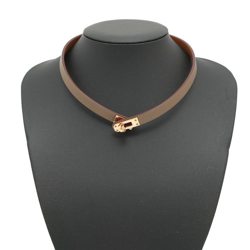 エルメス チョーカー ミニ・ケリー エトゥープ/ピンクゴールド金具 スイフト W刻印 HERMES