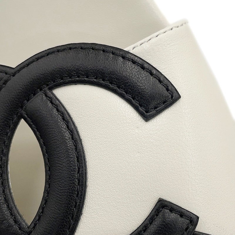 シャネル サンダル ココマーク ミュール ラムスキン レディースサイズ38C G47260 CHANEL 靴 黒 白