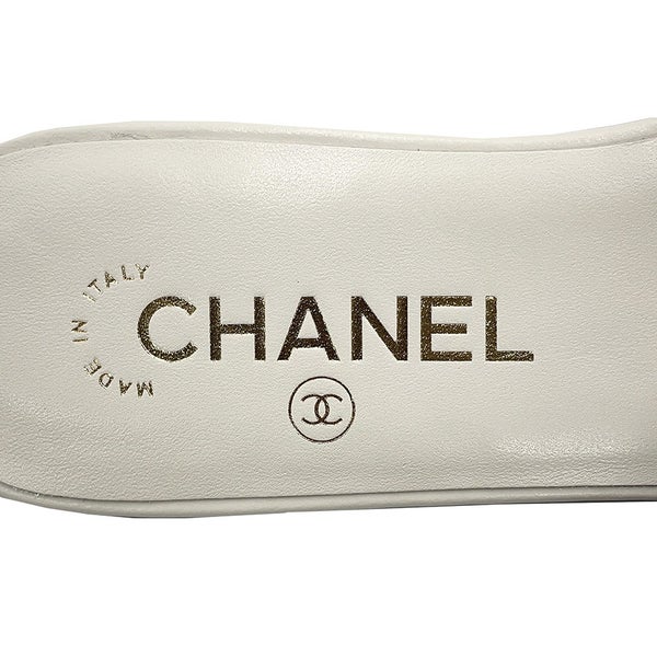 シャネル サンダル ココマーク ミュール ラムスキン レディースサイズ38C G47260 CHANEL 靴 黒 白