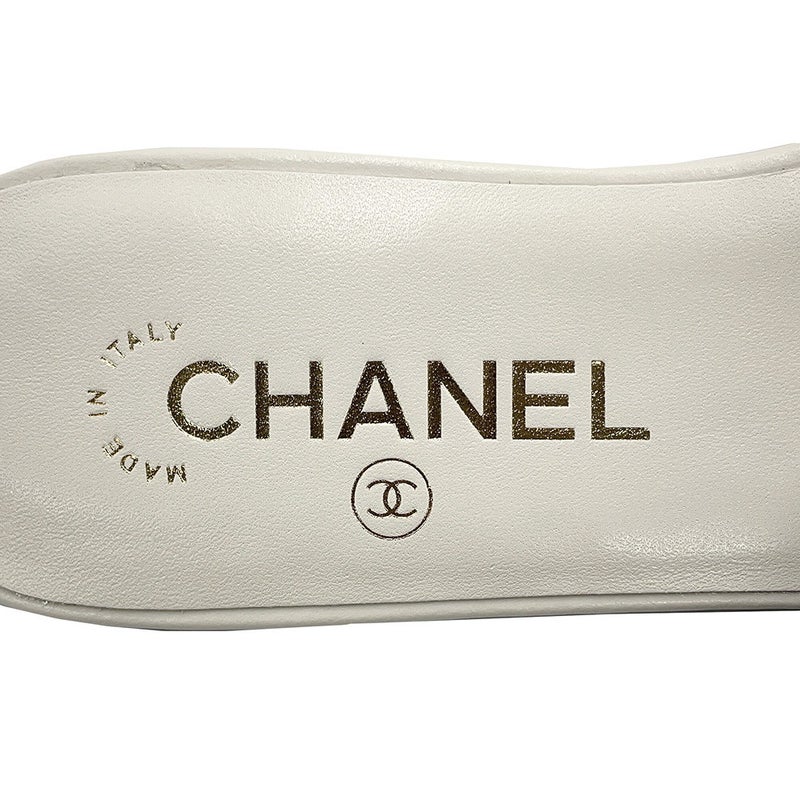 シャネル サンダル ココマーク ミュール ラムスキン レディースサイズ38C G47260 CHANEL 靴 黒 白