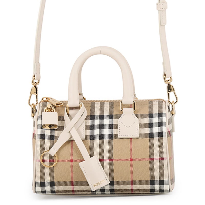 バーバリー ハンドバッグ ミニ チェック ボウリングバッグ PVC/カーフレザー 81251071 BURBERRY 2way