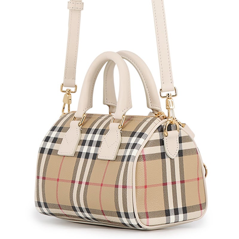 バーバリー ハンドバッグ ミニ チェック ボウリングバッグ PVC/カーフレザー 81251071 BURBERRY 2way