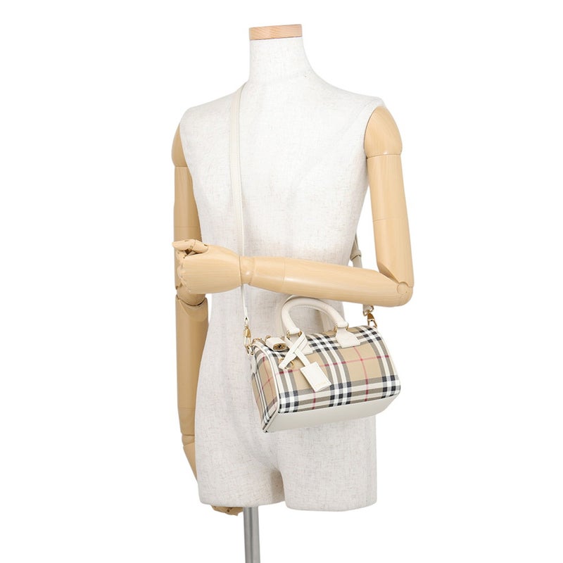 バーバリー ハンドバッグ ミニ チェック ボウリングバッグ PVC/カーフレザー 81251071 BURBERRY 2way