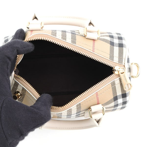 バーバリー ハンドバッグ ミニ チェック ボウリングバッグ PVC/カーフレザー 81251071 BURBERRY 2way