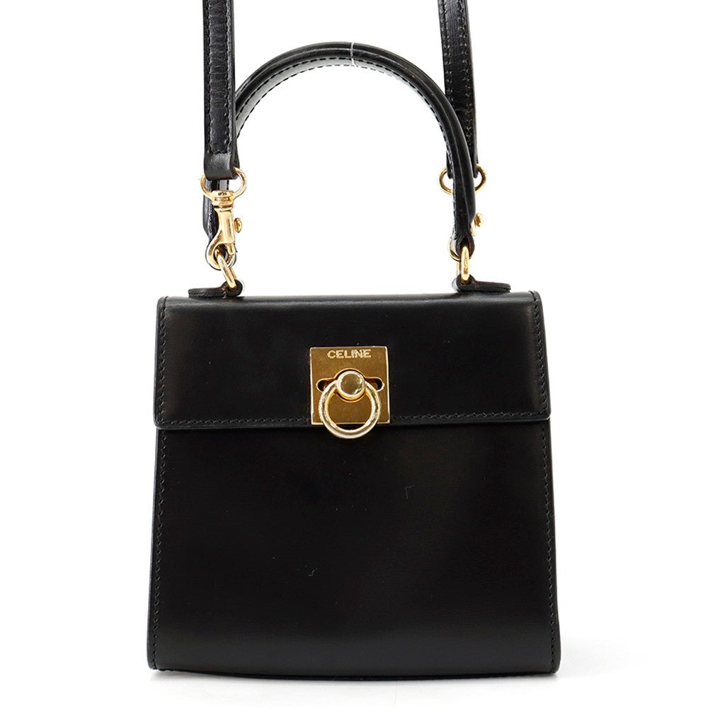 セリーヌ ハンドバッグ レザー CELINE 2wayショルダー 黒 | 中古