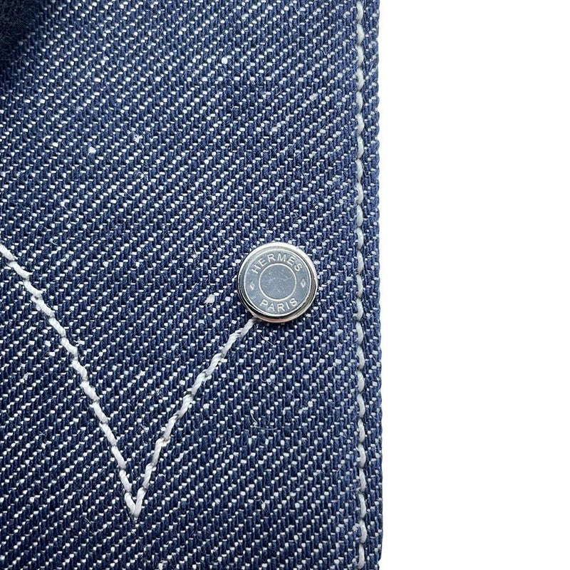 エルメス カードケース MagSafe  エマン ルボン ブルーインディゴ/ホワイト デニム HERMES マグセーフ