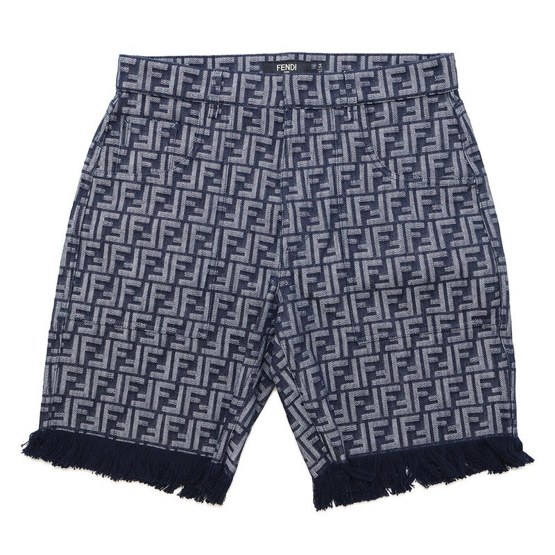 フェンディ パンツ エンブロイダリーFFロゴ バミューダショートパンツ メンズサイズ35 FLP307 AMZ3 FENDI