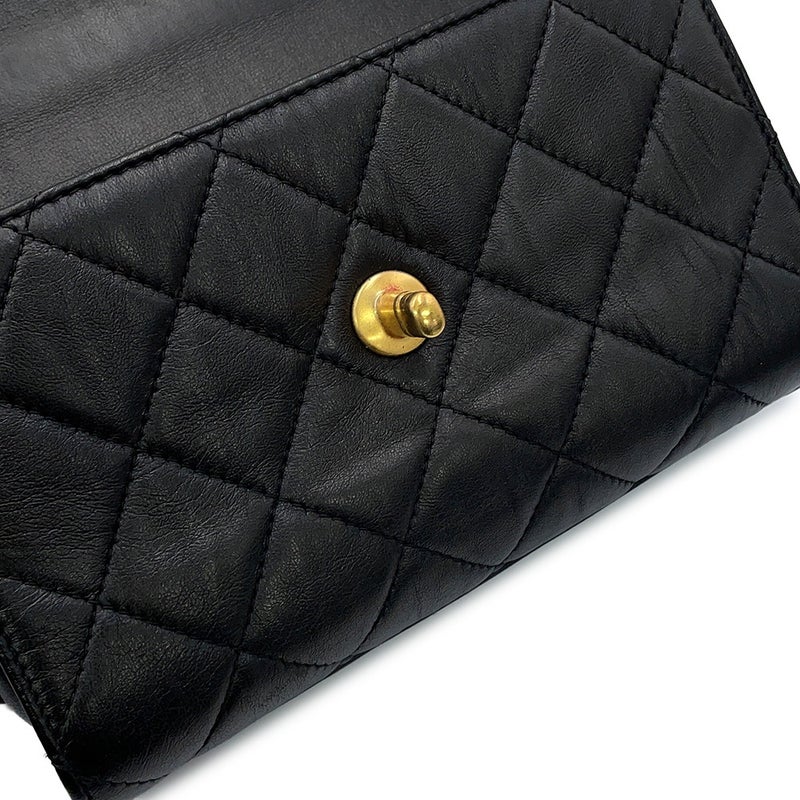 シャネル チェーンショルダーバッグ マトラッセ トップハンドル クランプルラムスキン AS2478 CHANEL 2way 黒