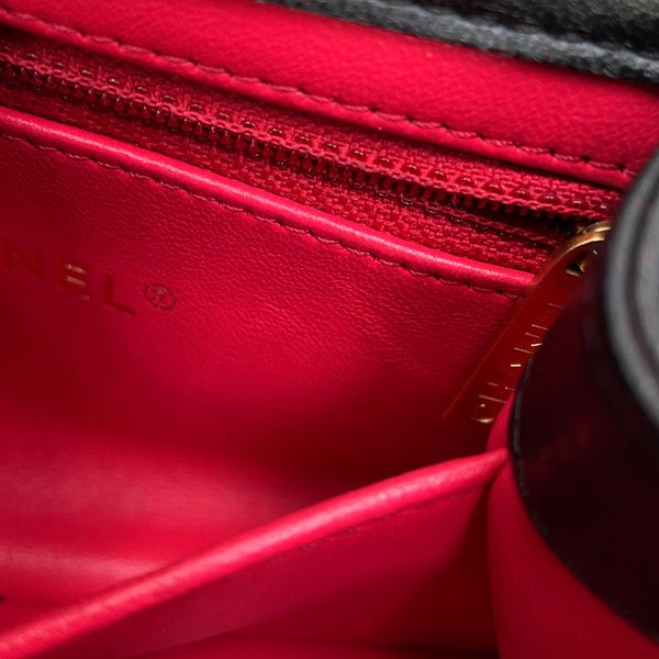 シャネル チェーンショルダーバッグ マトラッセ トップハンドル クランプルラムスキン AS2478 CHANEL 2way 黒