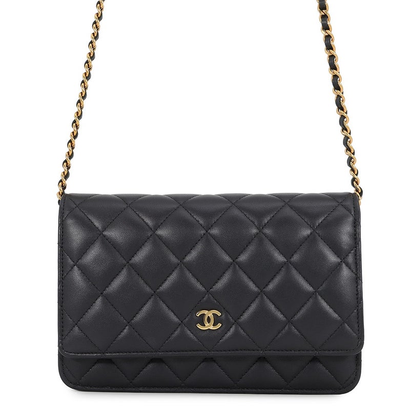シャネル チェーンウォレット クラシック マトラッセ ココマーク ラムスキン AP0250 CHANEL 財布 ブラック 黒