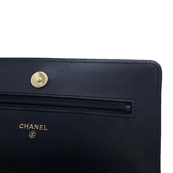 シャネル チェーンウォレット クラシック マトラッセ ココマーク ラムスキン AP0250 CHANEL 財布 ブラック 黒
