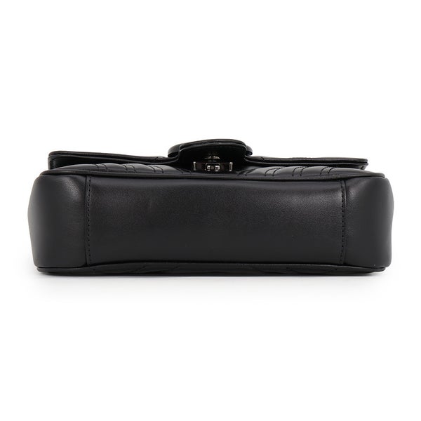 グッチ チェーンショルダーバッグ GGマーモント シェブロン キルティング レザー スモール 446744 GUCCI 黒