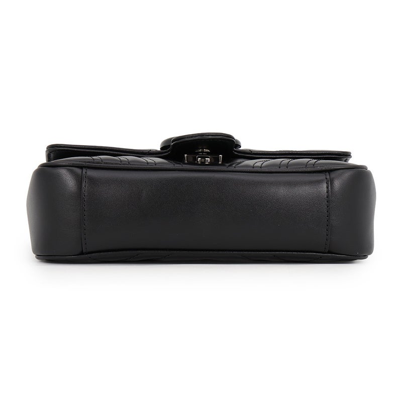グッチ チェーンショルダーバッグ GGマーモント シェブロン キルティング レザー スモール 446744 GUCCI 黒