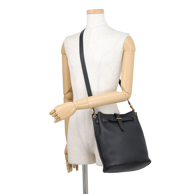 サンローランパリ ショルダーバッグ ブークル バケットバッグ レザー 727673 SAINT LAURENT PARIS 黒