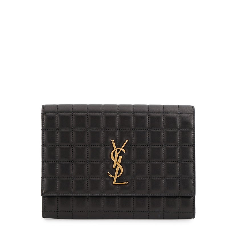 サンローランパリ クラッチバッグ フラップ ポーチ ラムスキン 759879 SAINT LAURENT PARIS 黒