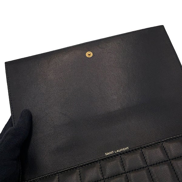 サンローランパリ クラッチバッグ フラップ ポーチ ラムスキン 759879 SAINT LAURENT PARIS 黒