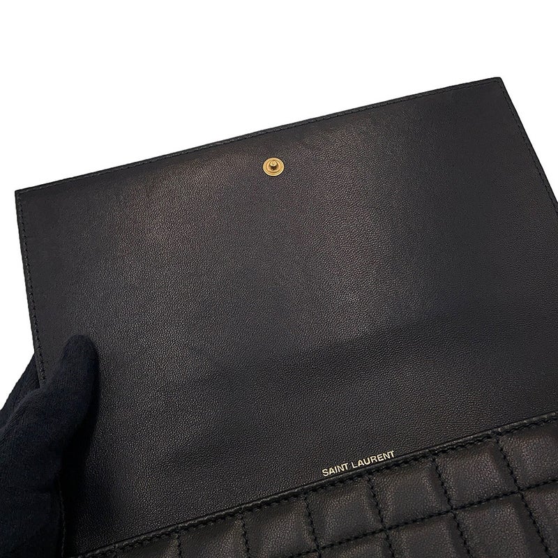 サンローランパリ クラッチバッグ フラップ ポーチ ラムスキン 759879 SAINT LAURENT PARIS 黒