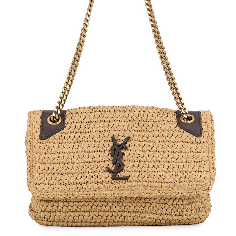 サンローランパリ チェーンショルダーバッグ ニキ ラフィア/レザー 620329 SAINT LAURENT PARIS
