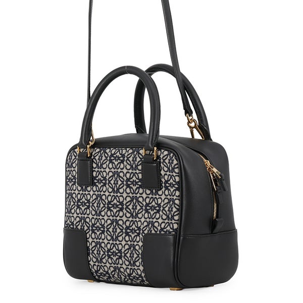 ロエベ ハンドバッグ アマソナ19 スクエアバッグ キャンバス カーフレザー LOEWE 2wayショルダーバッグ 黒