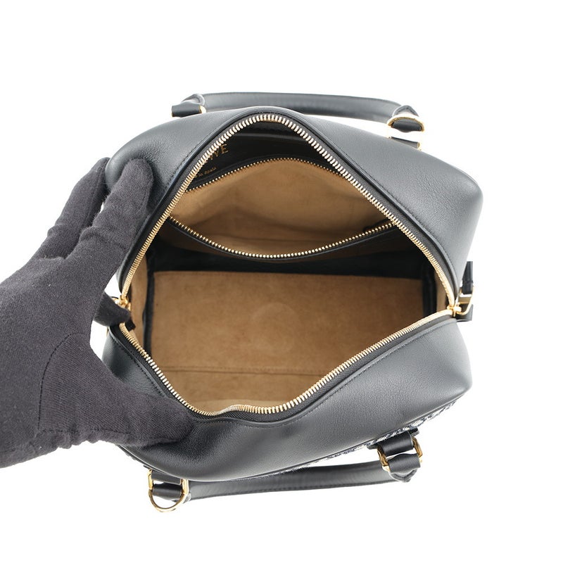 ロエベ ハンドバッグ アマソナ19 スクエアバッグ キャンバス カーフレザー LOEWE 2wayショルダーバッグ 黒