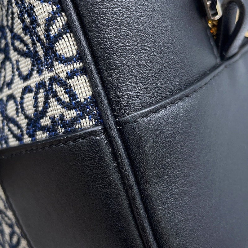 ロエベ ハンドバッグ アマソナ19 スクエアバッグ キャンバス カーフレザー LOEWE 2wayショルダーバッグ 黒