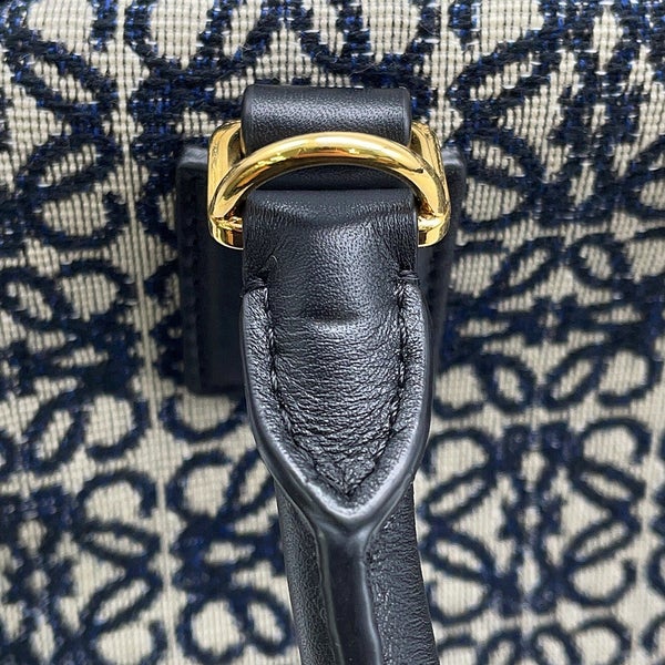 ロエベ ハンドバッグ アマソナ19 スクエアバッグ キャンバス カーフレザー LOEWE 2wayショルダーバッグ 黒
