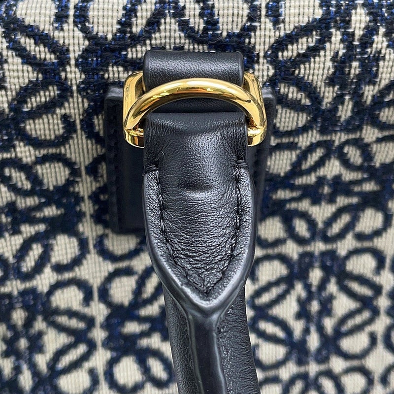 ロエベ ハンドバッグ アマソナ19 スクエアバッグ キャンバス カーフレザー LOEWE 2wayショルダーバッグ 黒