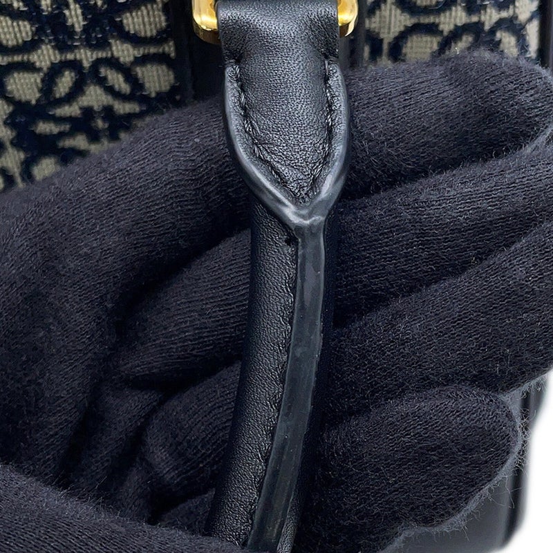 ロエベ ハンドバッグ アマソナ19 スクエアバッグ キャンバス カーフレザー LOEWE 2wayショルダーバッグ 黒