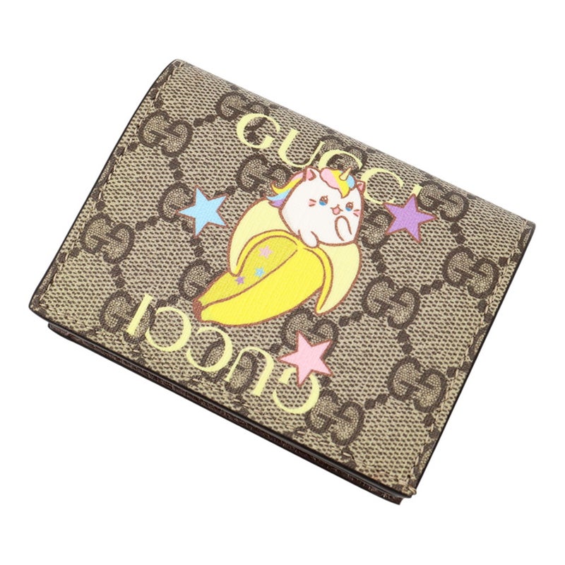 グッチ 二つ折り財布 GGスプリーム ばなにゃ コンパクトウォレット レザー 701009 GUCCI アウトレット品