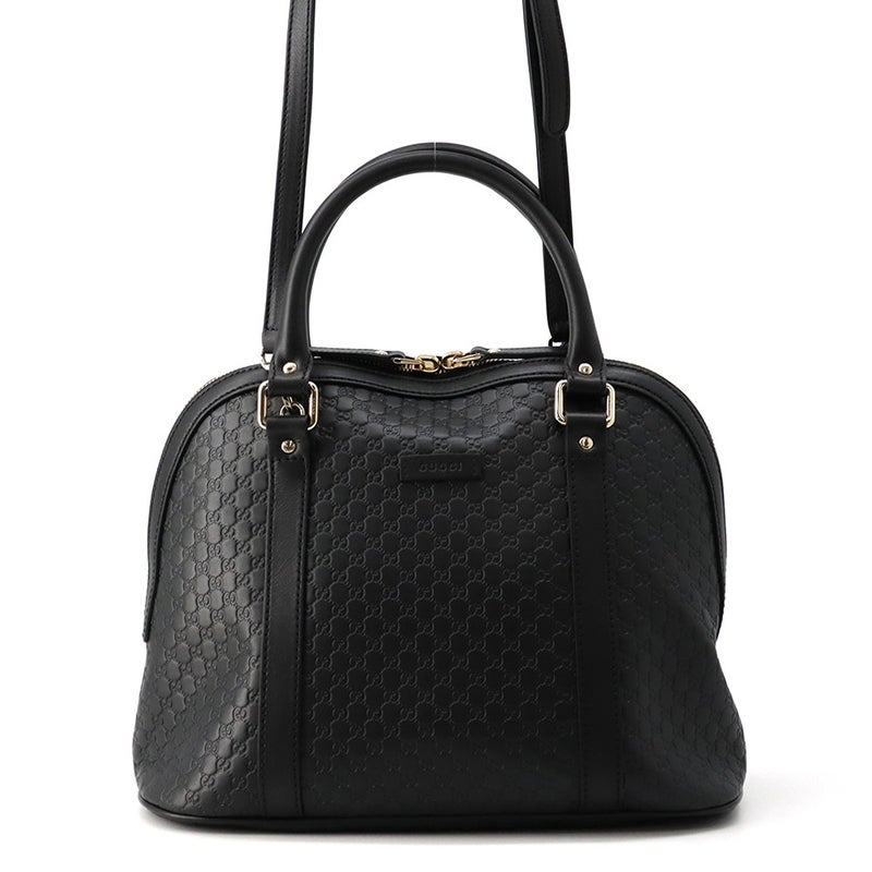 グッチ ハンドバッグ マイクログッチシマ レザー 449663 GUCCI 2wayショルダーバッグ 黒 アウトレット品