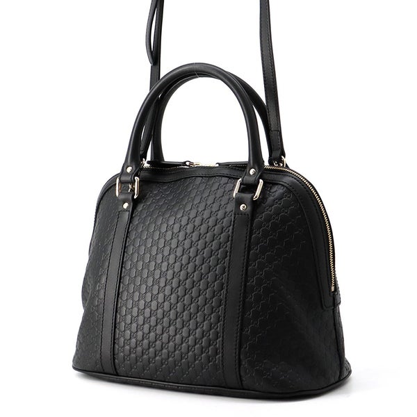 グッチ ハンドバッグ マイクログッチシマ レザー 449663 GUCCI 2wayショルダーバッグ 黒 アウトレット品