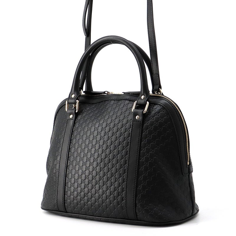 グッチ ハンドバッグ マイクログッチシマ レザー 449663 GUCCI 2wayショルダーバッグ 黒 アウトレット品