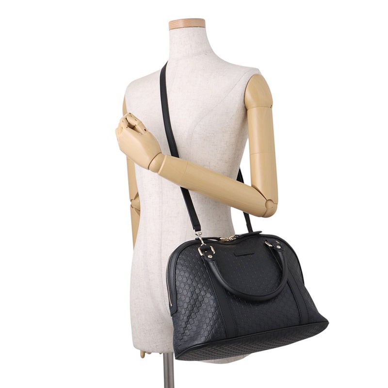グッチ ハンドバッグ マイクログッチシマ レザー 449663 GUCCI 2wayショルダーバッグ 黒 アウトレット品