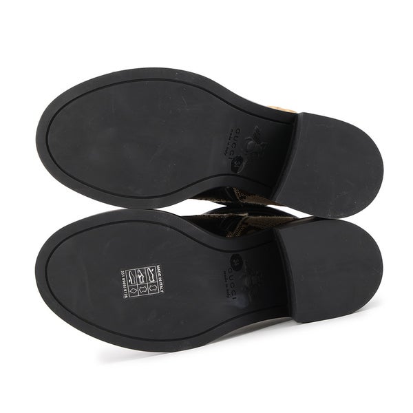 グッチ ブーツ ダブルG ジャンボGG GGキャンバス アンクル レザーレディースサイズ34 719849 GUCCI 靴 黒