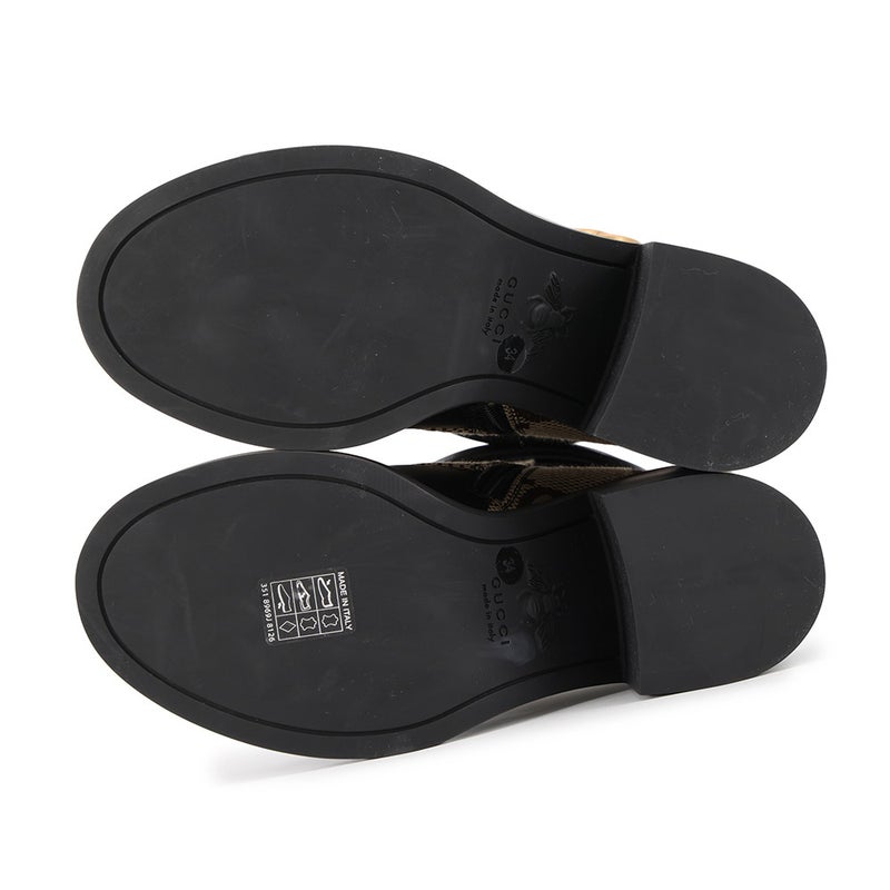 グッチ ブーツ ダブルG ジャンボGG GGキャンバス アンクル レザーレディースサイズ34 719849 GUCCI 靴 黒