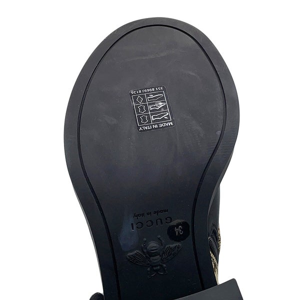 グッチ ブーツ ダブルG ジャンボGG GGキャンバス アンクル レザーレディースサイズ34 719849 GUCCI 靴 黒
