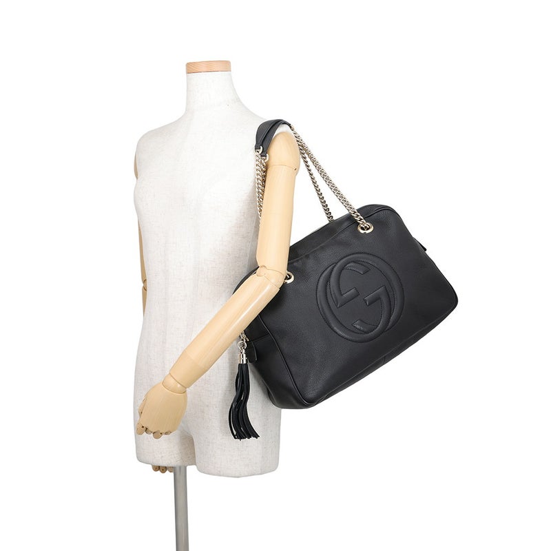グッチ トートバッグ ソーホー インターロッキングG チェーンショルダーバッグ カーフレザー 353126 GUCCI 黒
